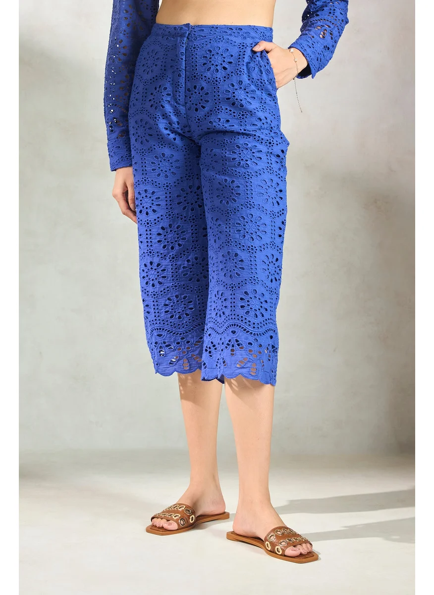 فيرجيو Virgio Women Embroidered Crop Length Cotton Trouser