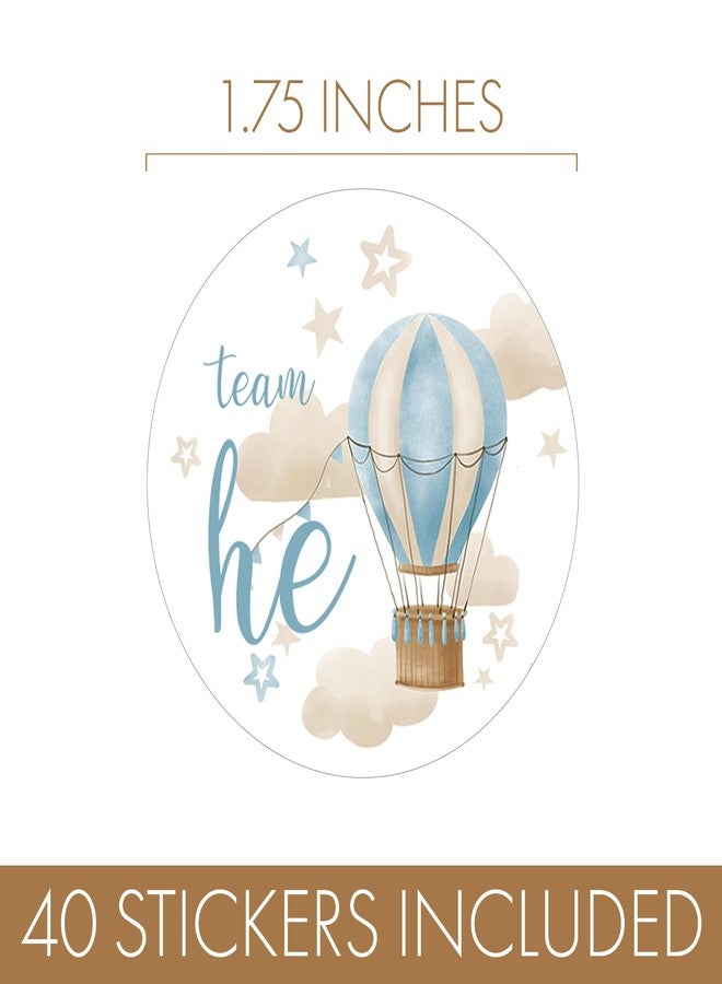 DISTINCTIVS Hot Air Balloon Gender Reveal Party, Boho Team He or Team She Stickers - 40 Count, He or She, It's Up in The Air Gender Reveal Decorations - Image 3