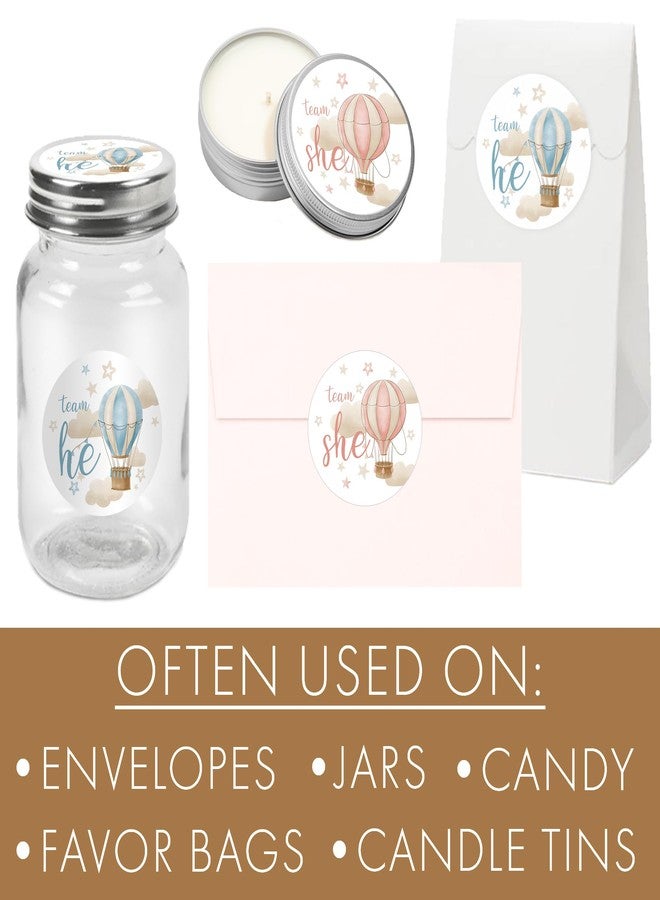 DISTINCTIVS Hot Air Balloon Gender Reveal Party, Boho Team He or Team She Stickers - 40 Count, He or She, It's Up in The Air Gender Reveal Decorations - Image 5