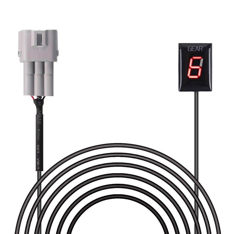 IDEA Motorcycle Gear Indicator for Suzuki, Waterproof Red LED Gear Indicator for Suzuki, Motorcycle Led Display Shift Lever Sensors, Plug & Play (Red)