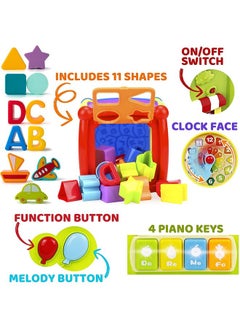 Toyshine Toyshine Baby Activity Cube - 6-in-1 Musical Baby Learning Toys, Play Set Includes A-B-C-D Letters, Colorful Shape Sorter, Vehicles Puzzle, 4 Piano Keys and More  - Image 5
