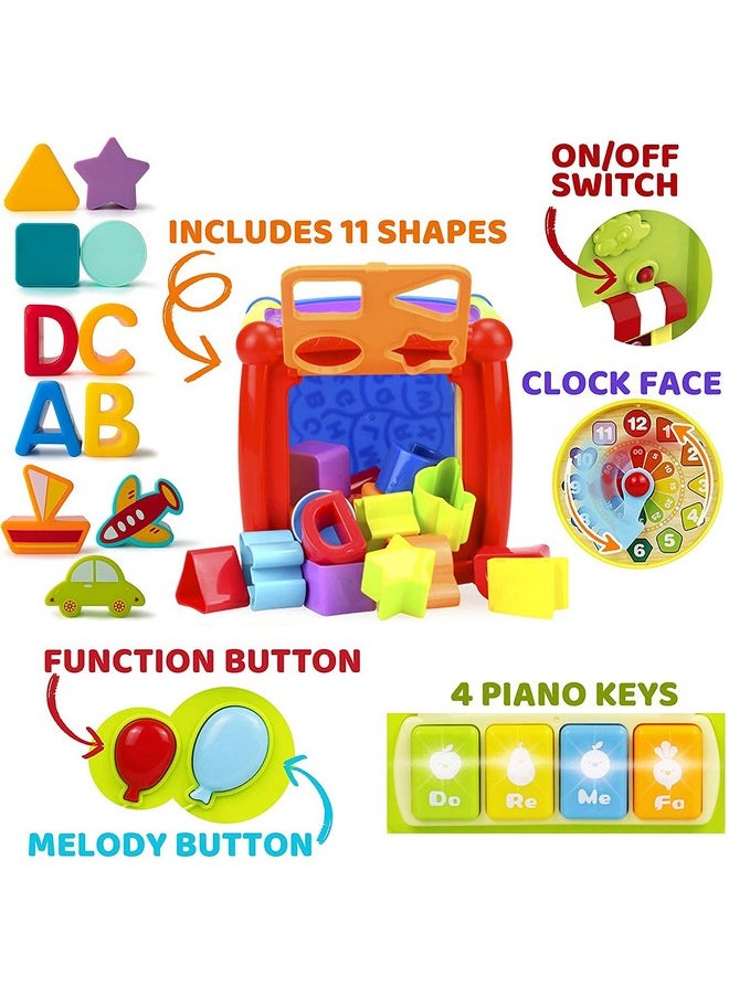 Toyshine - Toyshine Baby Activity Cube - 6-in-1 Musical Baby Learning Toys, Play Set Includes A-B-C-D Letters, Colorful Shape Sorter, Vehicles Puzzle, 4 Piano Keys and More - Image 1