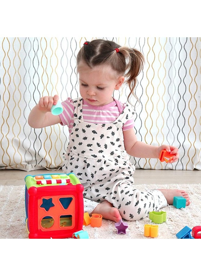 Toyshine - Toyshine Baby Activity Cube - 6-in-1 Musical Baby Learning Toys, Play Set Includes A-B-C-D Letters, Colorful Shape Sorter, Vehicles Puzzle, 4 Piano Keys and More - Image 1
