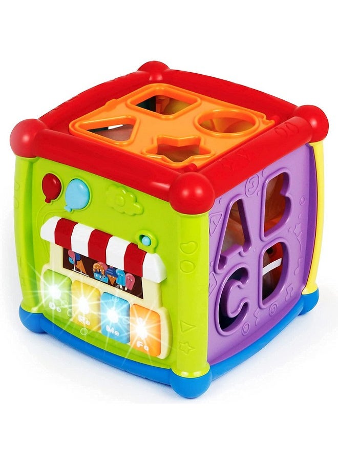 Toyshine - Toyshine Baby Activity Cube - 6-in-1 Musical Baby Learning Toys, Play Set Includes A-B-C-D Letters, Colorful Shape Sorter, Vehicles Puzzle, 4 Piano Keys and More - Image 1