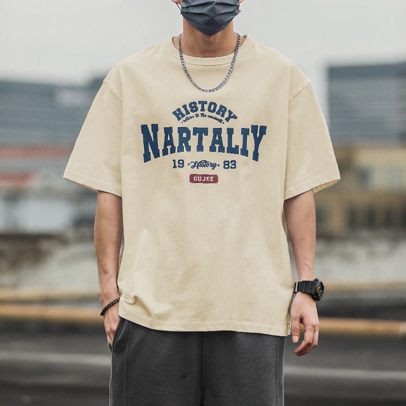 National Trendy T-shirt American-style Summer Round Neck Short-sleeved T-shirt Men's Trendy Brand Ins Letter Printing Casual All-match Youth - Image 5