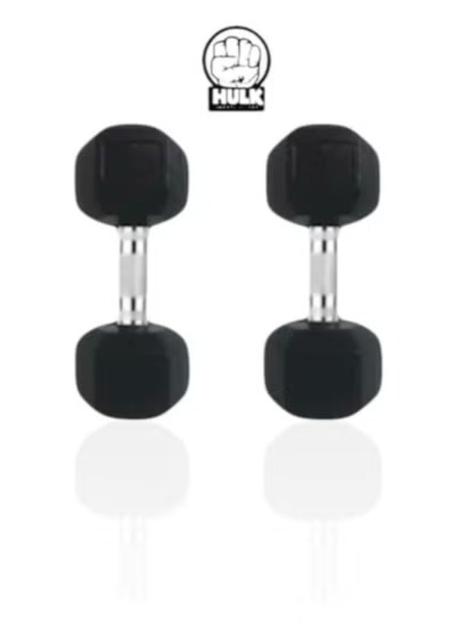 Hulk Hex Dumbbell Set – Solid Shiny Rubber – 2 Pieces, 10 KG Each - Image 1