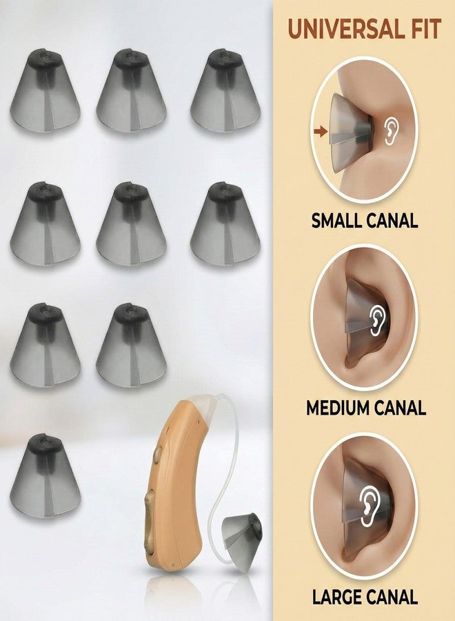 YAFIYGI 10 Counts Hearing Aid Ear Tips Replacement Fit Standard Receiver Tulip Domes Dark Gray Split Ear Rub Piece Comfortable Hearing Amplifier Kit Perfect for Open Air Open fit Hearing Aid Wax - Image 4