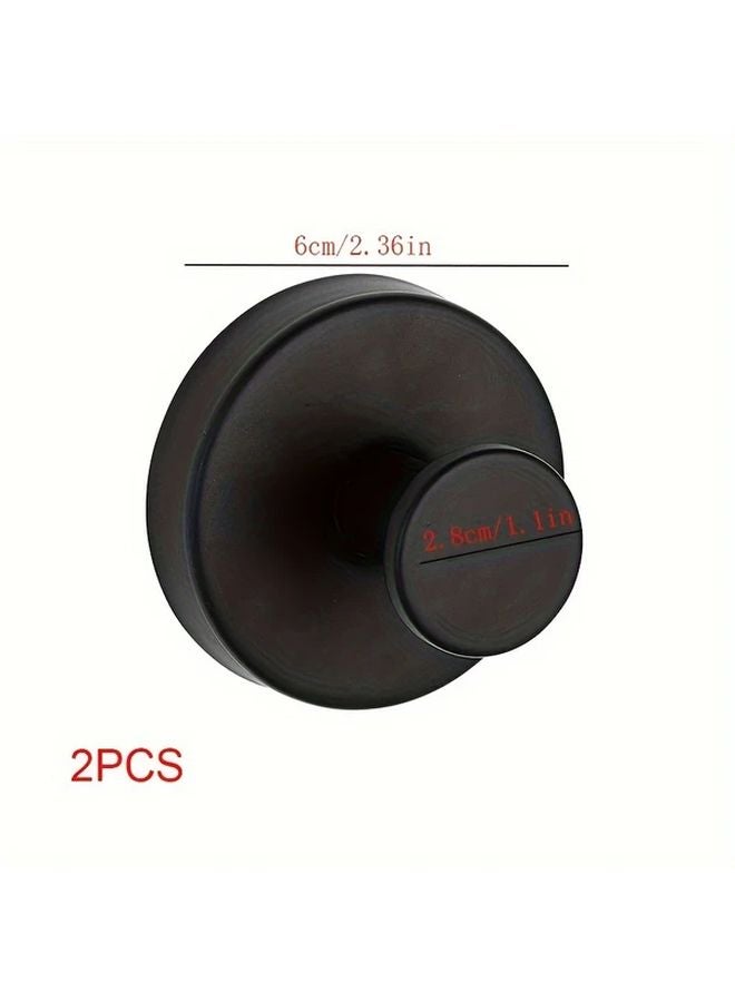 2pcs Black Stainless Steel Suction Cup Hook Waterproof Wall Mount Kitchen Bathroom Hanger - Image 1