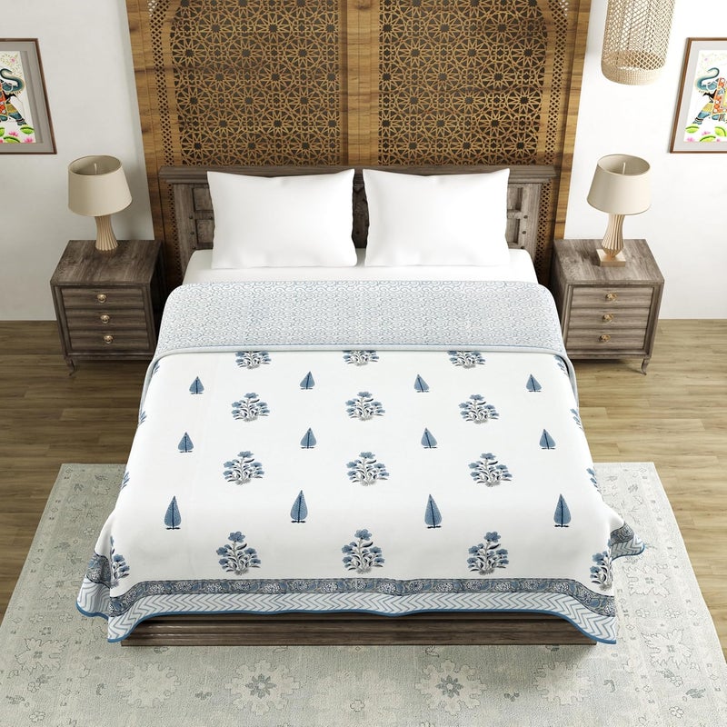BLOCKS OF INDIA 100 Cotton Dohar King Size Reversible Hand Block Printed Malmal Summer Dohar Color 10 - Image 2