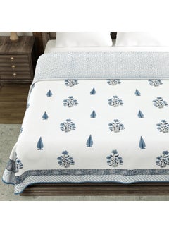 BLOCKS OF INDIA BLOCKS OF INDIA 100 Cotton Dohar King Size Reversible Hand Block Printed Malmal Summer Dohar Color 10  - Image 3
