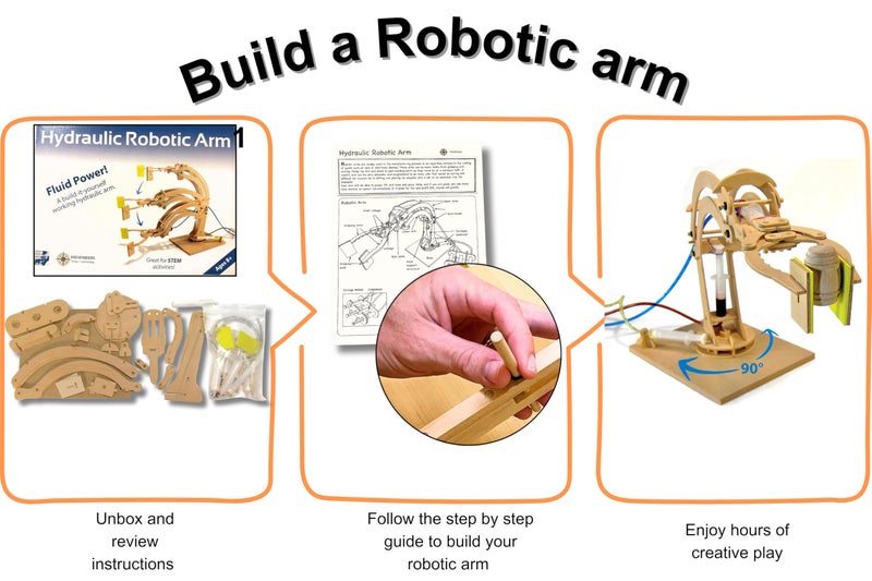 PATHFINDERS STEM Kit – Hydraulic Robotic Arm | Wooden Building Kit for Kids Ages 8-12 | Mechanical Engineering Toy | Hands-On STEM Project for Boys & Girls - Image 2