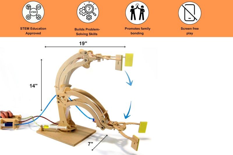 PATHFINDERS STEM Kit – Hydraulic Robotic Arm | Wooden Building Kit for Kids Ages 8-12 | Mechanical Engineering Toy | Hands-On STEM Project for Boys & Girls - Image 4