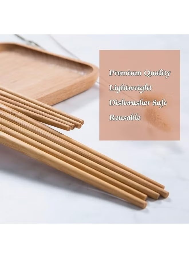20pcs Reusable Bamboo Chopsticks - Long, lightweight chopsticks for sushi, rice noodles, and Asian dishes. Chinese and Japanese tableware - Image 3