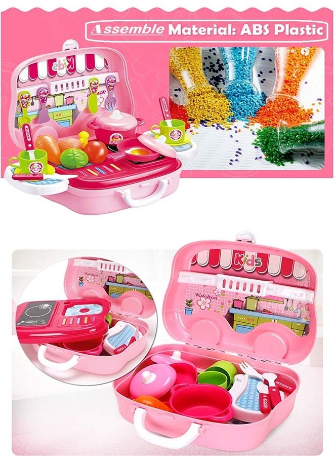 AUTHFORT New Pretend Play Carry Along Kitchen Food Play Set for Girls (26 Pcs) - Image 4