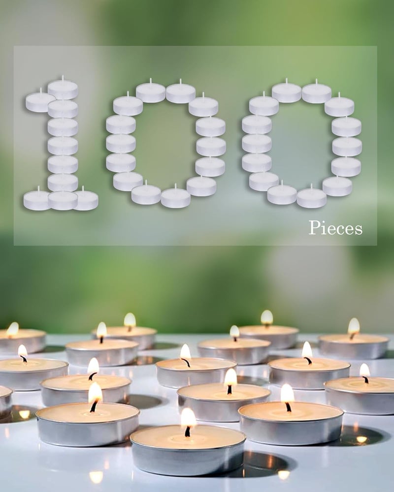 PRIDE شموع الشاي غير المعطرة البيضاء طويلة الاحتراق، خالية من الدخان، شموع شمعية لتزيين المنزل | إضاءة احتفالية | شموع لتزيين ديوالي شموع الشاي (100) - Image 2