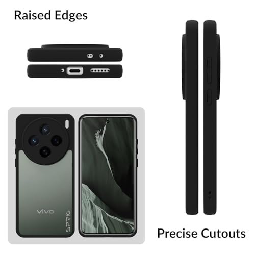 SPRIG Compatible with vivo x200 Pro Premium FlexTone Back Cover Drop Tested Shock Proof Mobile Case for Men, Women, Boys and Girls with Camera Protection (Black Transparent) - Image 3