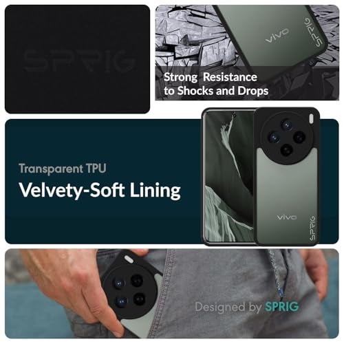 SPRIG Compatible with vivo x200 Pro Premium FlexTone Back Cover Drop Tested Shock Proof Mobile Case for Men, Women, Boys and Girls with Camera Protection (Black Transparent) - Image 2