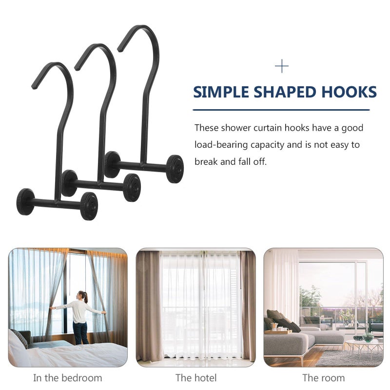 24 Inch Matte Black Metal Shower Curtain Hooks Detachable Strong Load Bearing 3 Pack - Image 4