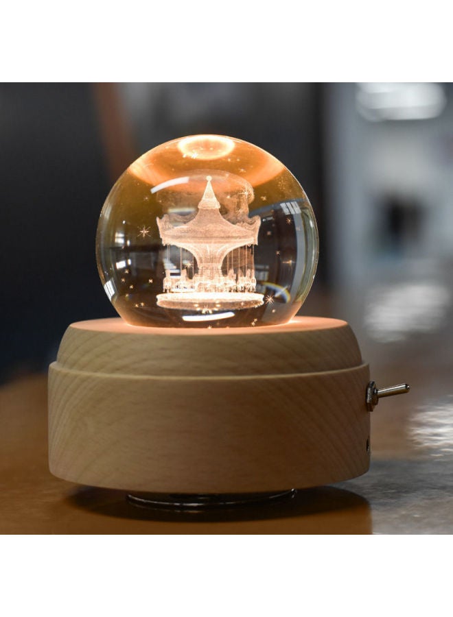 Creative Bird Poem Crystal Ball Music Box Music Box Night Light Bluetooth Audio Sky City Female Birthday Gift-Color:Carousel-sky City-gift Box Packaging - Image 1