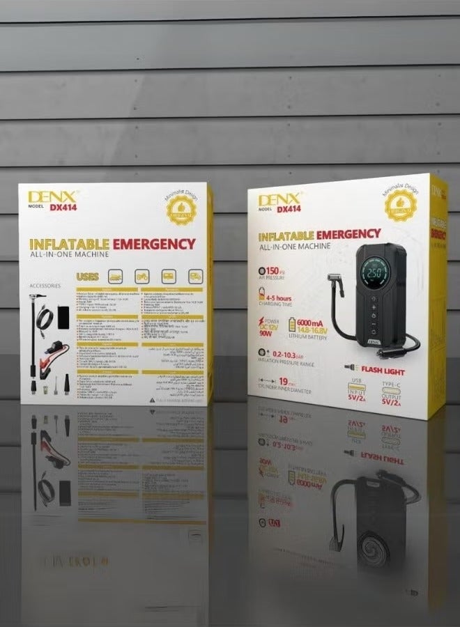 Denx DX414 6000 mAh portable car starter battery with built-in air blower - Image 5