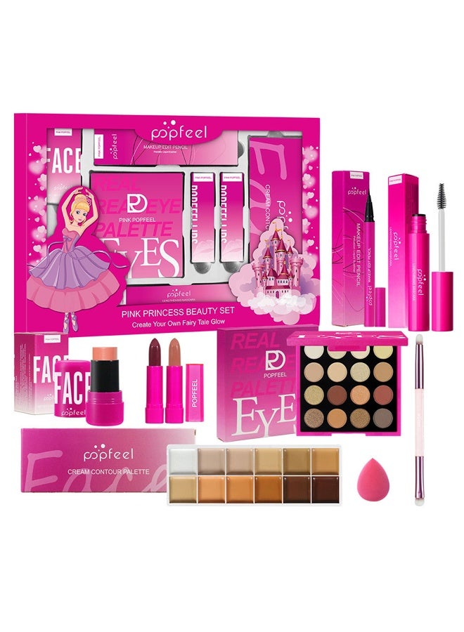 popfeel Makeup Set, Beginner All In One Studio Complete Makeup Combination Kit, 16 Colors Eyeshadow, Lip Gloss, Foundation, Lipstick & Concealer Full Cosmetic Set For Women Daily Party Travel - Image 1