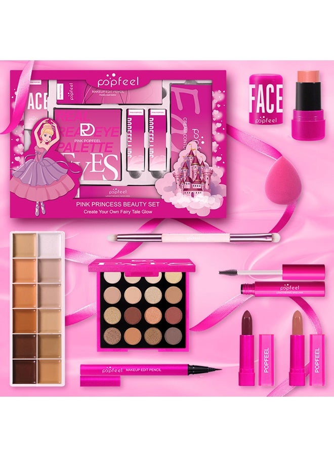 popfeel Makeup Set, Beginner All In One Studio Complete Makeup Combination Kit, 16 Colors Eyeshadow, Lip Gloss, Foundation, Lipstick & Concealer Full Cosmetic Set For Women Daily Party Travel - Image 2