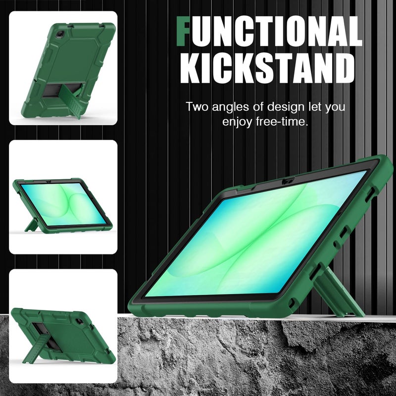 Azzsy Case for Samsung Galaxy Tab A11+/A9+ Plus 11 Inch 2026/2024, Heavy Duty Shockproof Rugged High Impact Protective Case, Alpine Green - Image 3