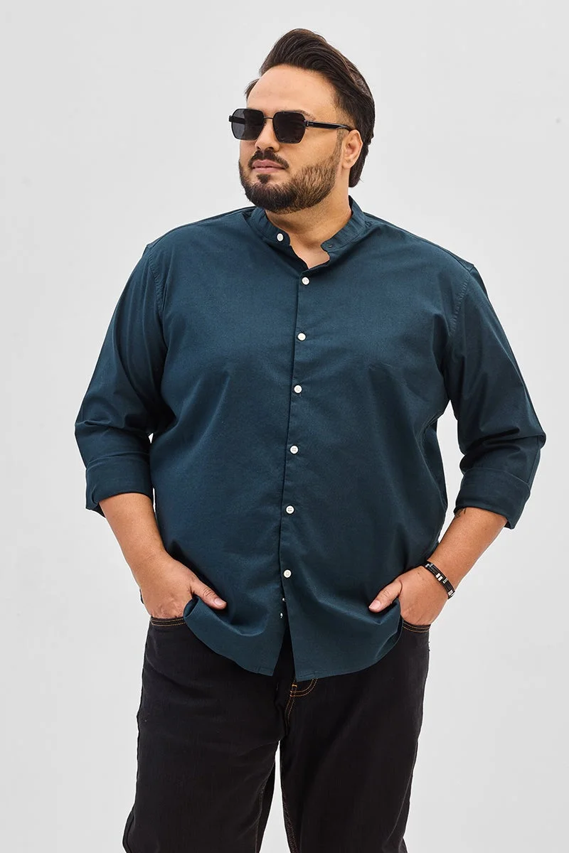 SNITCH Teal Mandarin Plus Size Shirt