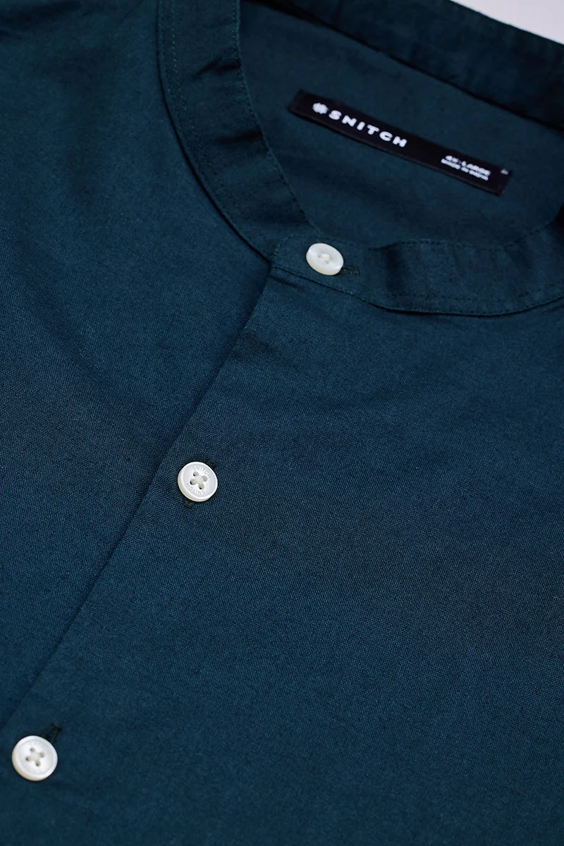 SNITCH Teal Mandarin Plus Size Shirt