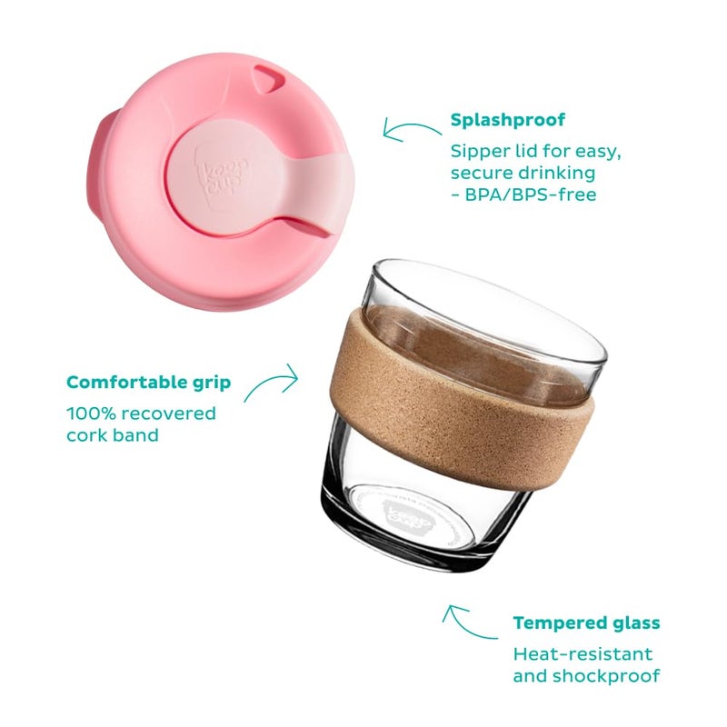 KeepCup Brew Cork, Reusable Glass Tumbler with Natural Cork, Espresso Coffee Cup 6oz/227ml - Black - Image 3
