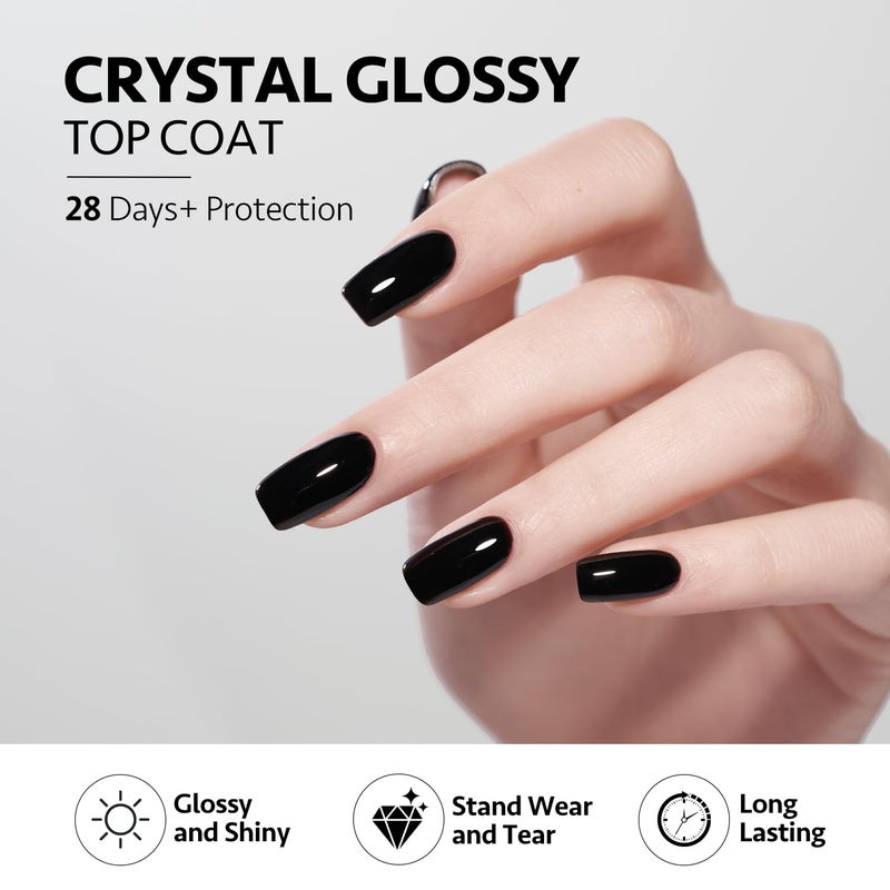 GAOY Crystal Glossy Gel Top and Base Coat Set, 16ml 2 Pcs High-Gloss Top Coat and No Wipe Foundation Combination for UV Light Gel Nail Polish - Image 5