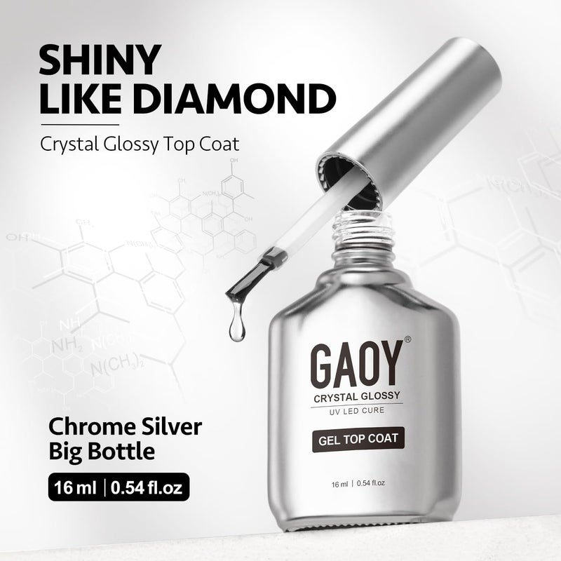 GAOY Crystal Glossy Gel Top and Base Coat Set, 16ml 2 Pcs High-Gloss Top Coat and No Wipe Foundation Combination for UV Light Gel Nail Polish - Image 2