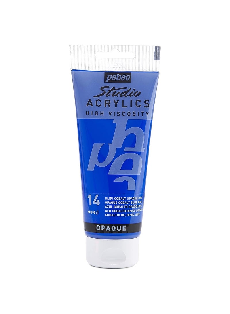 Pebeo Studio Acrylics Acrylic Paint Tube 100ml Content Cobalt Blue Hue - Image 1