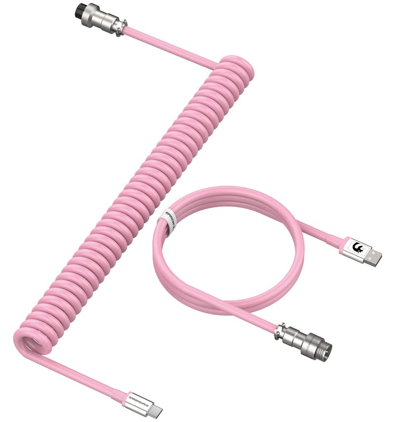 LexonElec Gaming Keyboard Cable, USB-Type C Dual Sleeve Stable Connection Mechanical Keyboard Cable, 2.0M (0.66 ft.) with Detachable Metal Flyer, Not Easy to Knot for PC Gamers(Pink) - Image 1