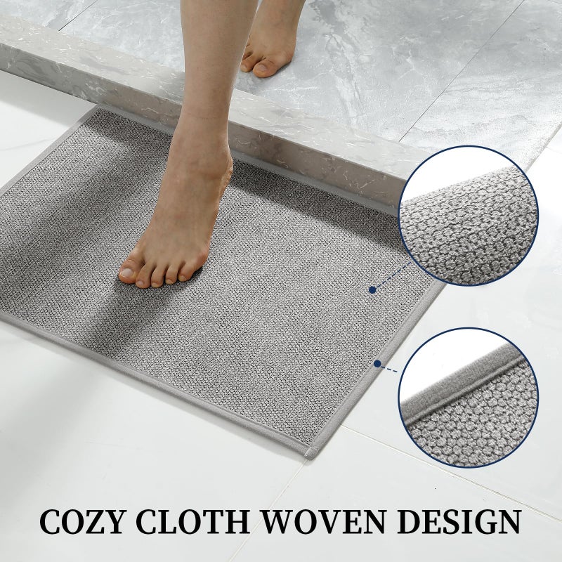 YIHOUSE Gray Bathroom Rugs Sets 3 Piece, Quick Dry Thin Bath Mat with Toilet Rug, Non Slip Absorbent Machine Washable, Bath Runner Rugs for Bathtub Sink Home Decor - Image 3
