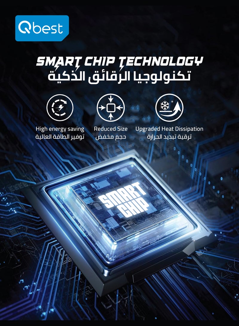 كيو بيست شاحن سريع 48W بـ 5 منافذ مع منفذ 18W تايب سي PD و 4 منافذ USB – حماية فائقة، شريحة ذكية، وشحن سريع لأجهزة متعددة - Image 3
