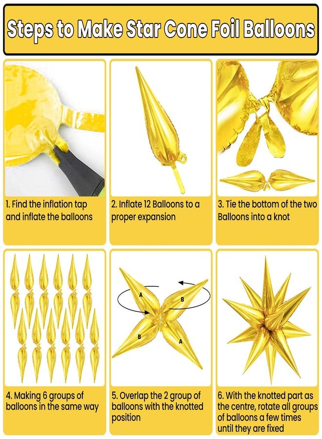 KatchOn, Gold Spike Balloon Foil - Big 26 Inch, Pack of 50 | Gold Star Balloon Foil | Eid Balloons for Eid Decorations for Home | Graduation Balloons | Graduation decorations 2025 - Image 4