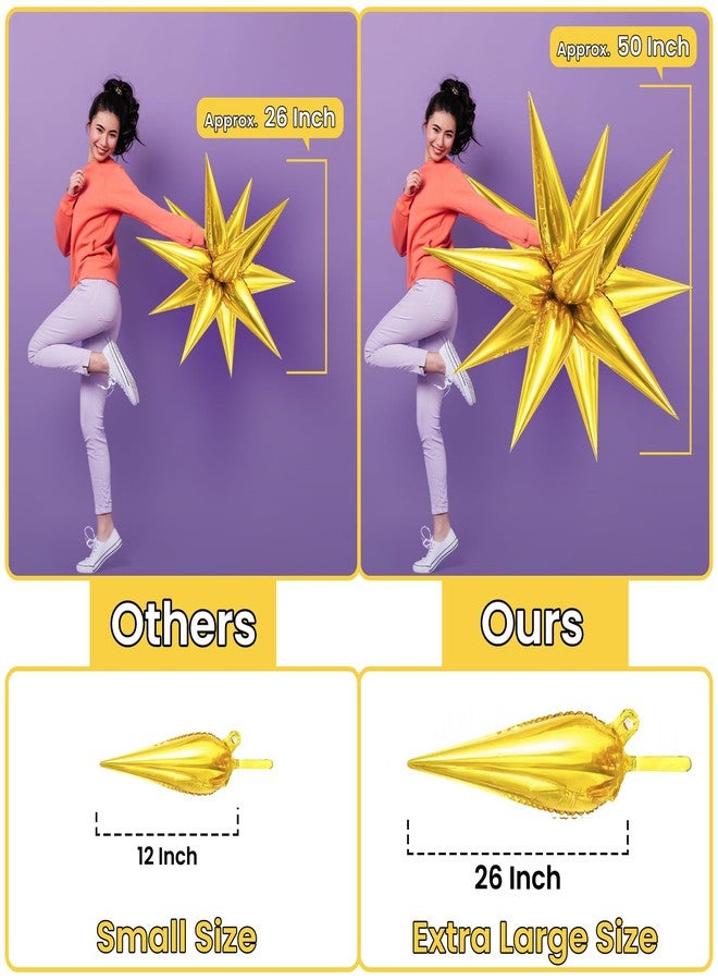 KatchOn, Gold Spike Balloon Foil - Big 26 Inch, Pack of 50 | Gold Star Balloon Foil | Eid Balloons for Eid Decorations for Home | Graduation Balloons | Graduation decorations 2025 - Image 3