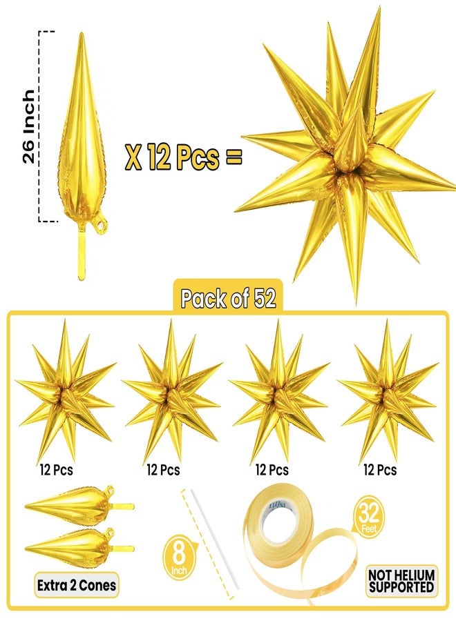 KatchOn, Gold Spike Balloon Foil - Big 26 Inch, Pack of 50 | Gold Star Balloon Foil | Eid Balloons for Eid Decorations for Home | Graduation Balloons | Graduation decorations 2025 - Image 2