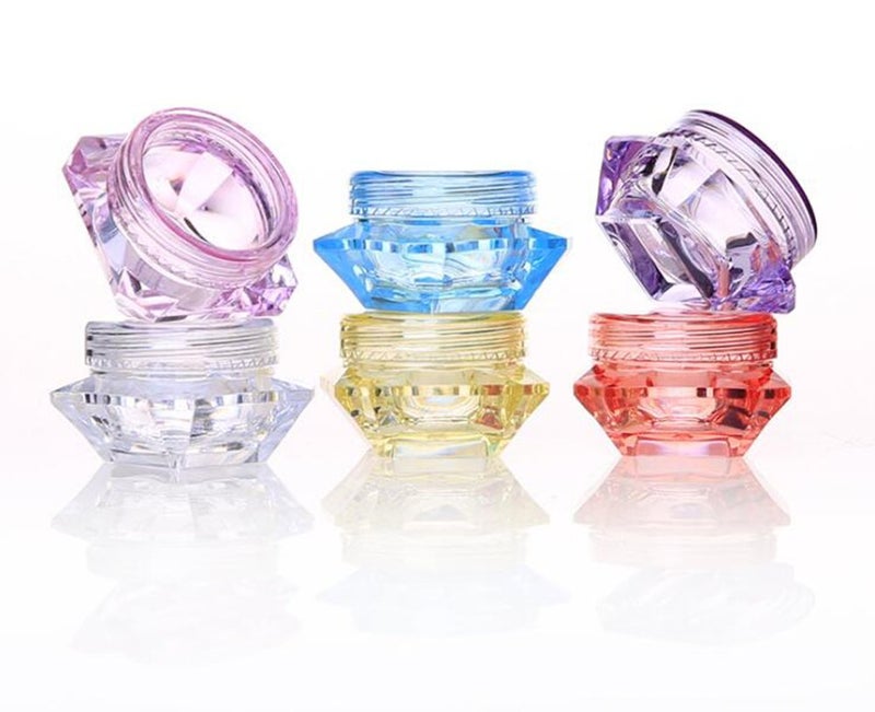 Wowlife 60Pcs 5 Gram/5 ML Cosmetic Sample Empty Container Diamond Plastic Jars for Cream, Eye Shadow, Nails, Powder, Jewelry, Lip balms, Toners