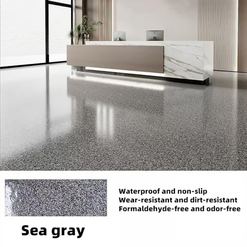Myting Epoxy Colored Sand Floor Paint, Epoxy Floor Paint High Gloss Marble Effect Coating for Indoor and Outdoor, Wear-resistant and non-slip Self-leveling Coating Gray 176OZ(5KG) - Image 3