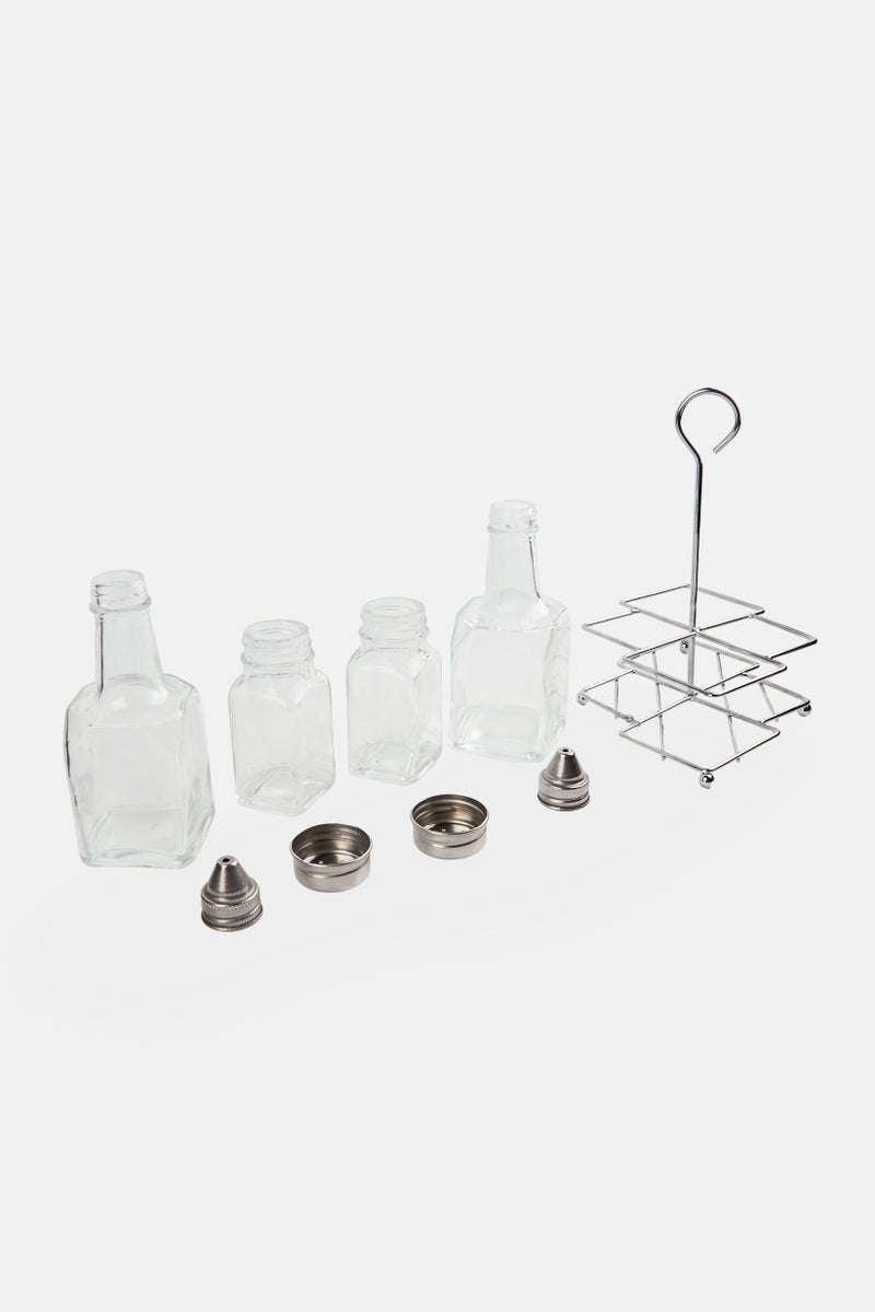 Precious Home 5 Pieces Oil Bottle And Vinegar With Salt Shaker Pepper Shaker Bottle Set, Transparent - Image 3