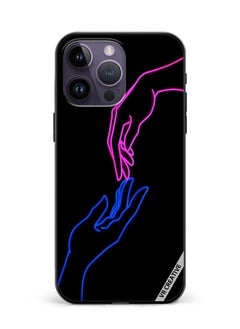 Protective Case Cover For Apple iPhone 15 Pro Hands In Neon Lights Design Multicolour
