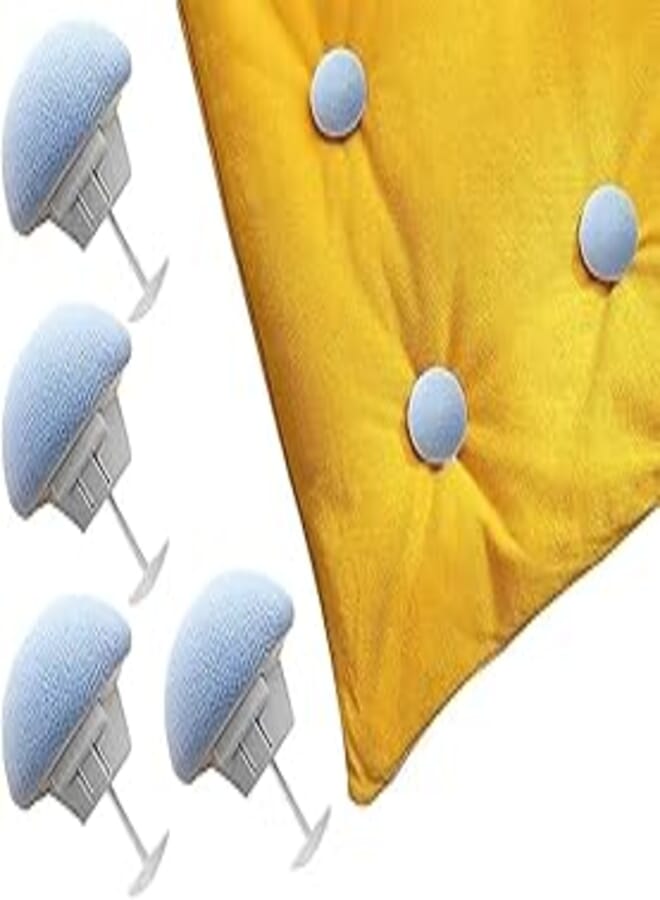 Quilt Fixing Clips Set 4 Pieces, Round Fixing Clips with Buttons,Bedroom Duvet Fixing Holder Quilt Cover Pins - Random Color 