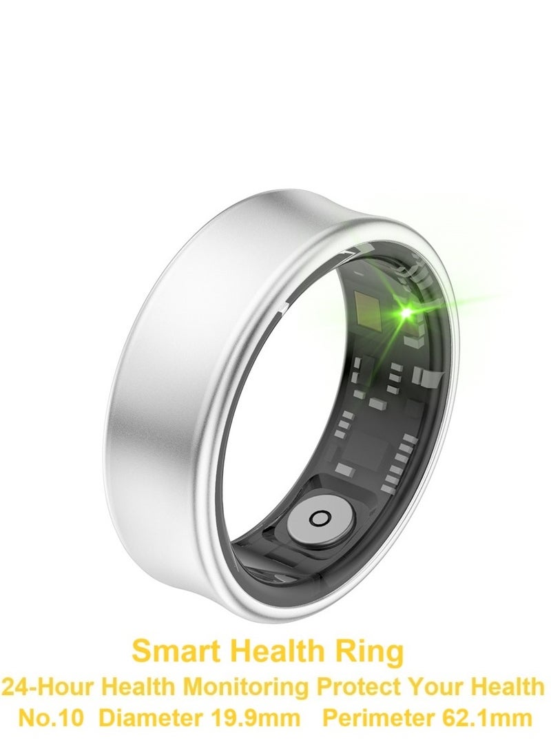 General Smart Health Ring for Heart Rate BlodOxygen Sleep Monitoring all Weather Motion Calculation 24-hour Health Monitoring Protect Your Health Sub-Silver No.20  - Image 1