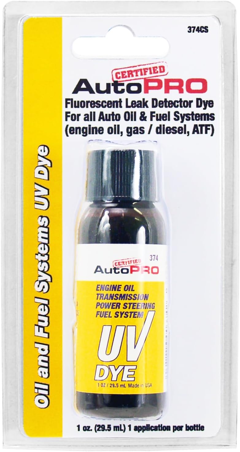 A/C Pro InterDynamics Certified Auto Pro Oil and Fuel System UV Dye Leak Detection for Cars & Trucks & More, 1 Oz, 374CS, Universal - Image 1