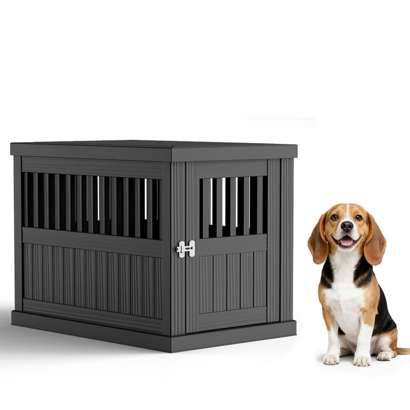 Jatindear Indoor/Outdoor Dog House, Waterproof Durable Plastic with Locking Door, Ventilation and Raised Floor Design, Easy Assembly, Suitable for Small to Medium Dogs, Gray, 29.65â€x 21.34â€ x 25.28â€ - Image 1