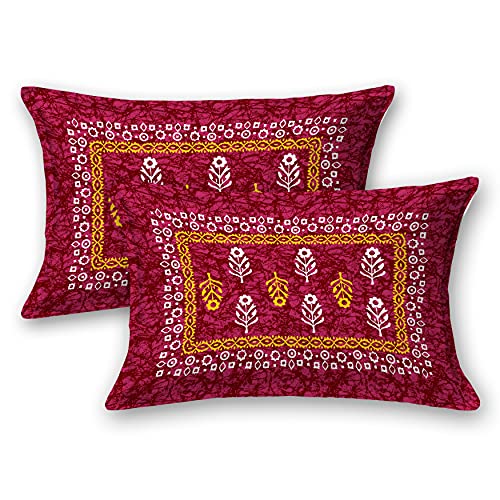 SheetKart 144 TC Motif Printed Jaipuri Cotton Double Bedsheet with 2 Pillow Covers, Burgundy Red - Image 5
