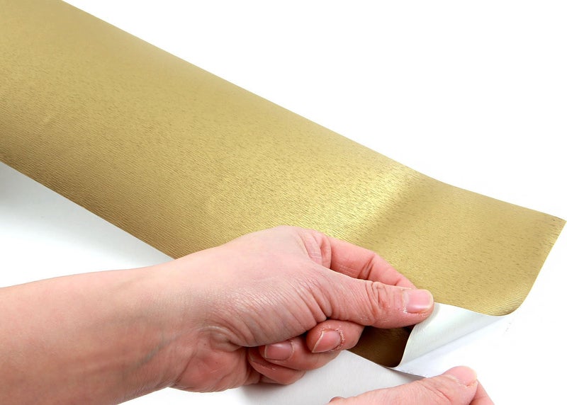 ROSEROSA Peel and Stick PVC Self-Adhesive Wallpaper Border Board Trim Moulding Sticker Hair Line (MG237B : 3.93 Inch X 16.40 Feet) Gold - Image 2