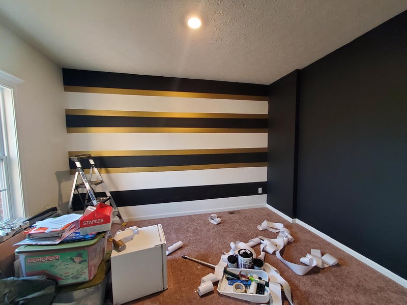 ROSEROSA Peel and Stick PVC Self-Adhesive Wallpaper Border Board Trim Moulding Sticker Hair Line (MG237B : 3.93 Inch X 16.40 Feet) Gold - Image 5
